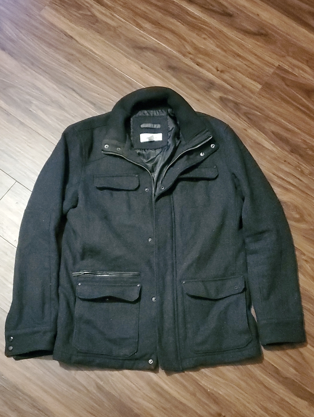 Calvin Klein Black Wool Military-Style Field Jacket
